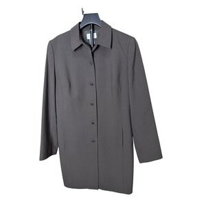 Ann Taylor LOFT Womens 8 Brown Wool Blend Longline Blazer Coat